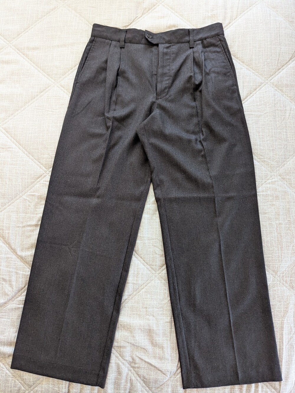 Alex Mill Jeremy Pleated Trouser In Wool Flannel Chocolate 35 x 32